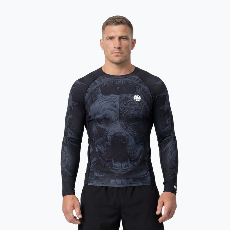 Rashguard a maniche lunghe da uomo Pitbull World Rashguard black
