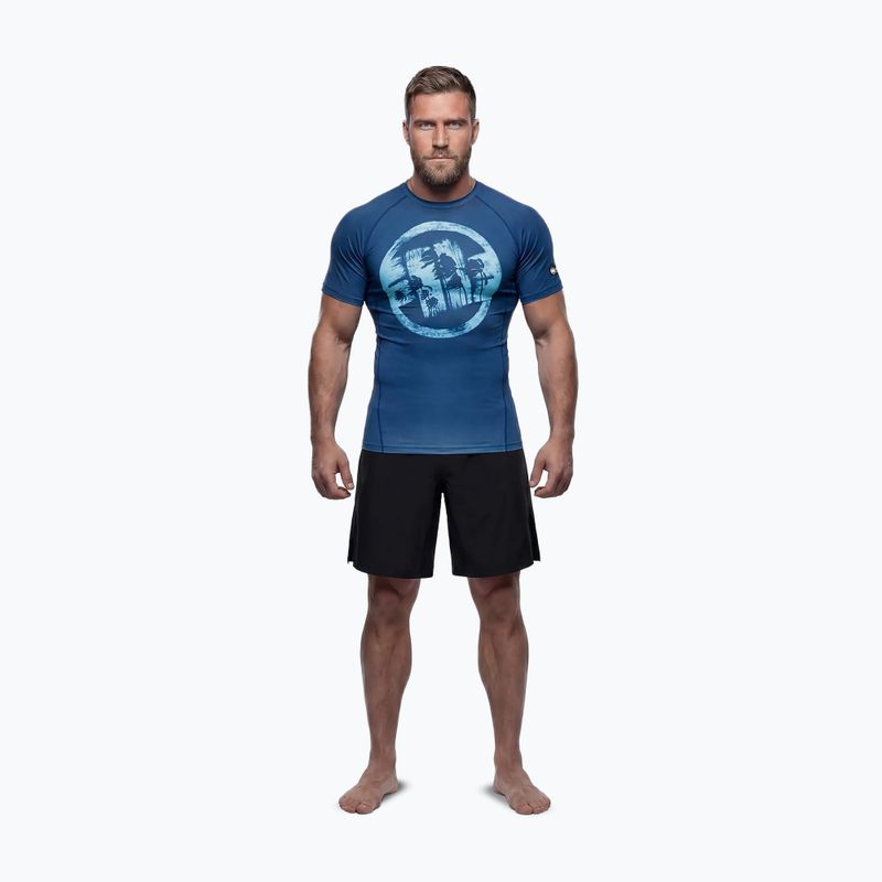 T-shirt da uomo Pitbull Rashguard Logo Palms blue 2