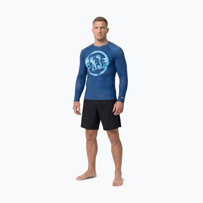 Rashguard a maniche lunghe da uomo Pitbull Rashguard Logo Palms blue 2