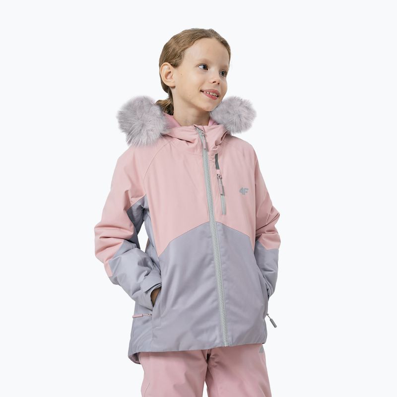 Giacca da sci per bambini 4F JKUDN003 grigio chiaro freddo