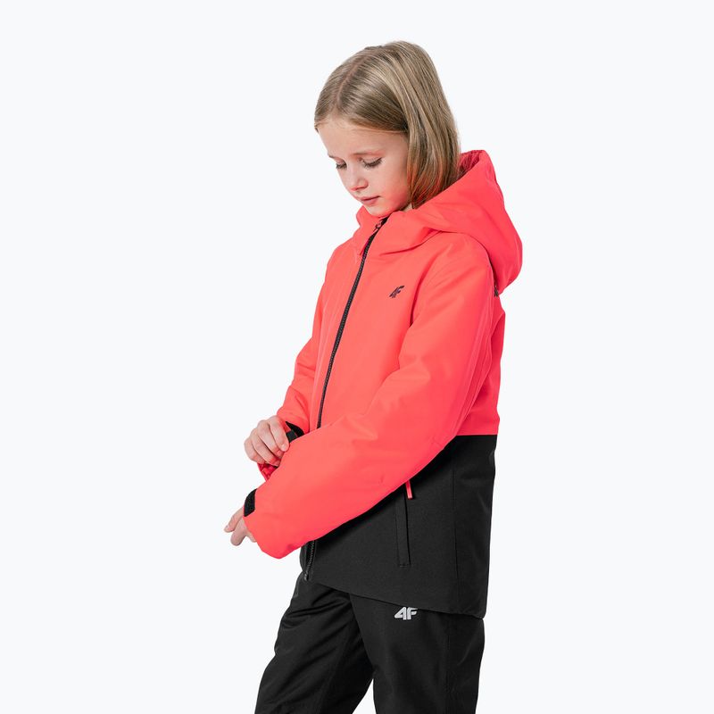 Giacca da sci per bambini 4F JKUDN001 neon corallo