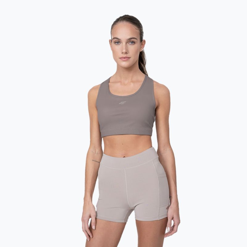 Top da allenamento da donna 4F STAD011 beige