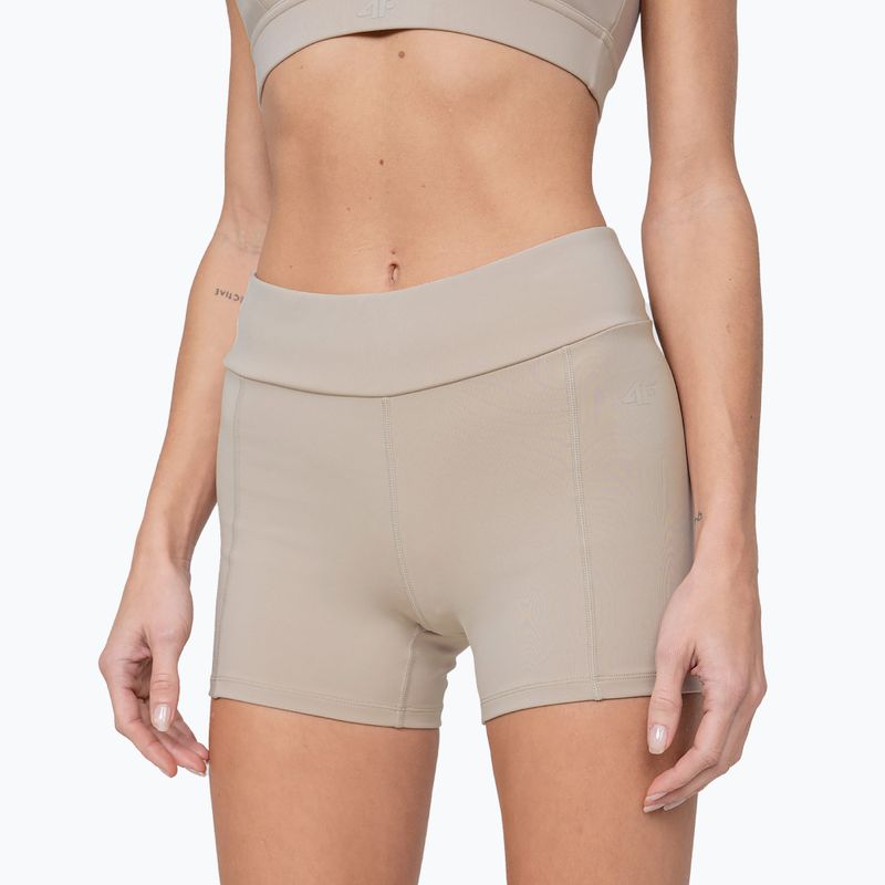 Pantaloncini da yoga da donna 4F SKDF010 beige