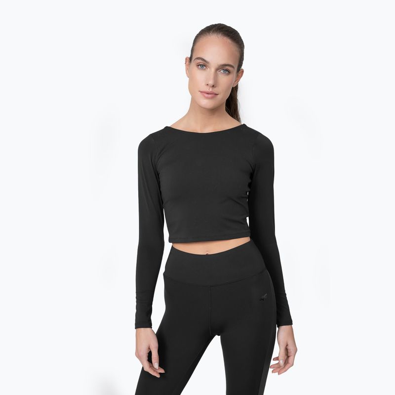 Top yoga donna 4F TSDL019 LS nero profondo