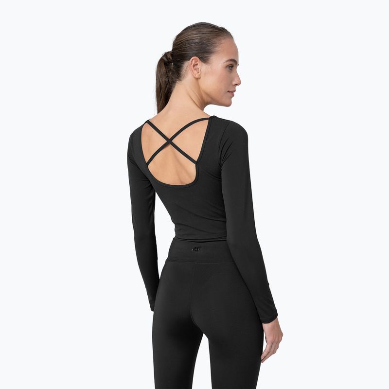 Top yoga donna 4F TSDL019 LS nero profondo 2