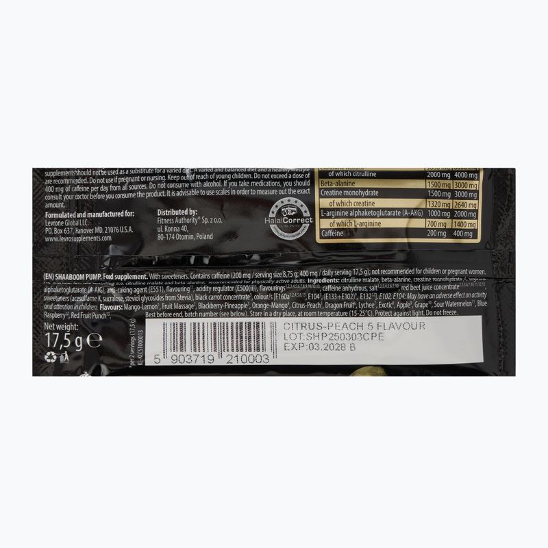 Fitness Authority pre-allenamento Shaaboom Pump 17,5 g agrumi/pesca 2