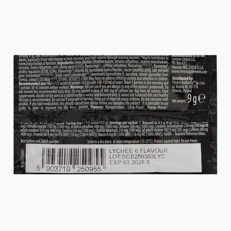 Fitness Authority Levrone Scatterbrain pre-allenamento 9g lychee 2