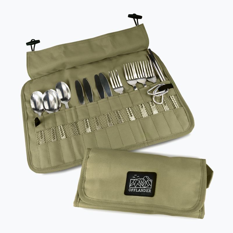 Set di posate OFFLANDER Camping Cutlery Set with Case green 2