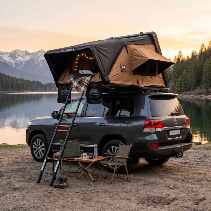 Tenda da tetto per 2 persone OFFLANDER Fold 2 Grizzly beige/brown 10