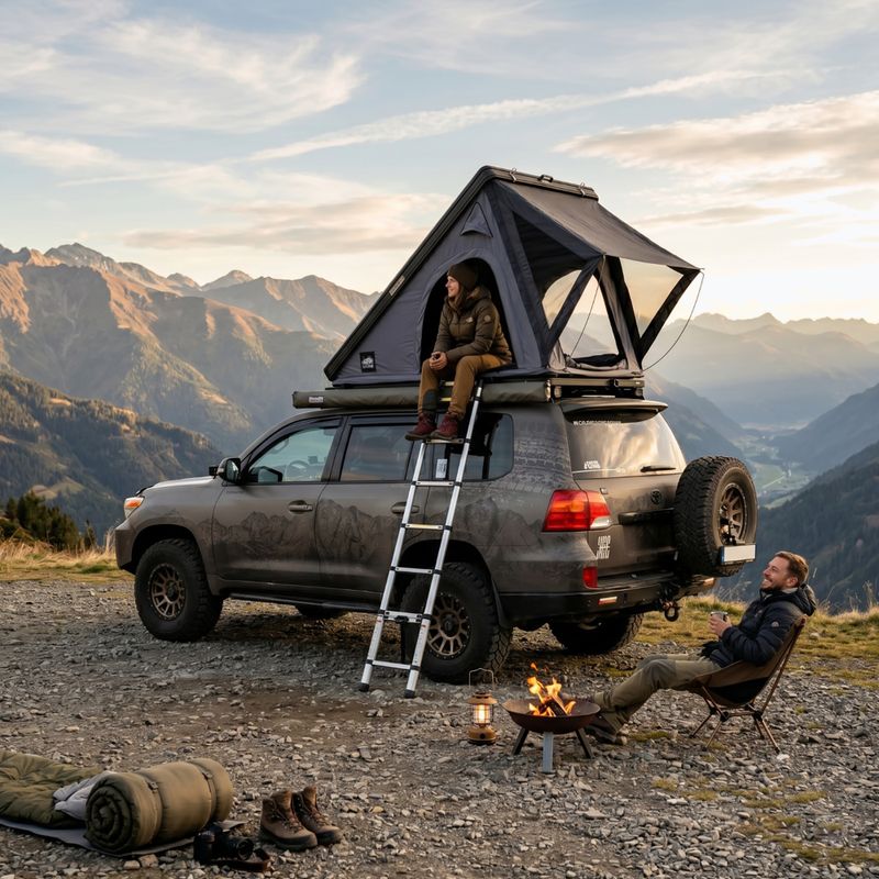 Tenda da tetto per 2 persone OFFLANDER Triangle Slim Wolf black 10