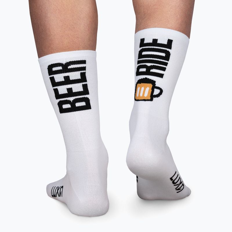 Luxa Beer Ride calzini da ciclismo bianchi 2