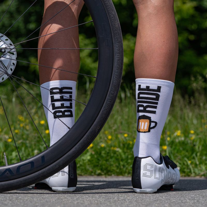 Luxa Beer Ride calzini da ciclismo bianchi 7