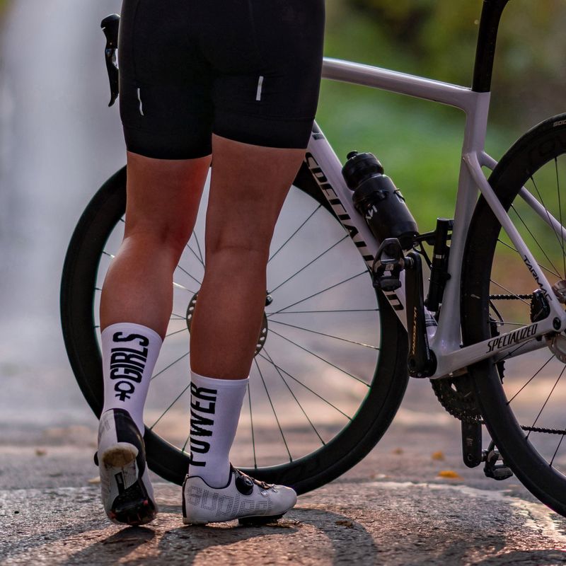 Calze da ciclismo da donna Luxa Girls Power bianco 7