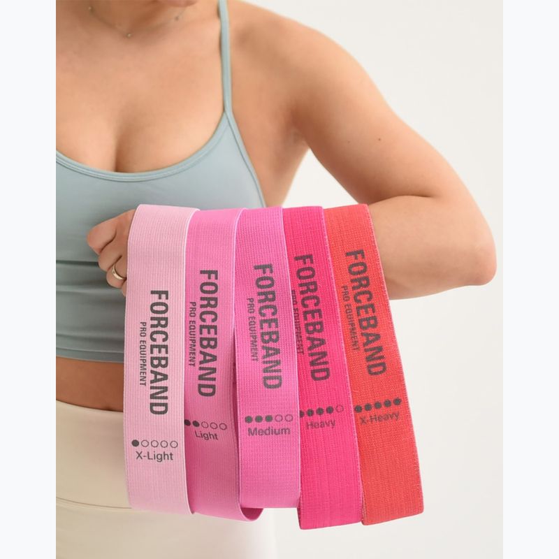 Set di bande elastiche per allenamento FORCEBAND Mini Band 5 szt. + E-BOOK pink 5