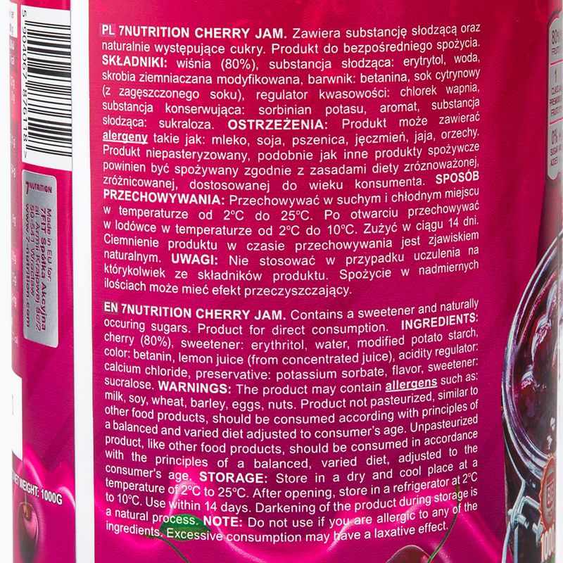 7Nutrition Marmellata di ciliegie 1000 g 2
