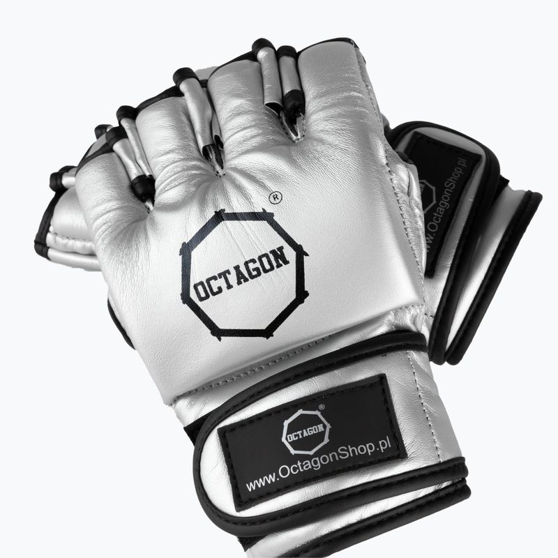 Guanti da grappling Octagon MMA argento metallizzato 5