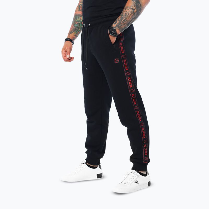 Pantaloni da uomo Octagon Stripe black/red 3