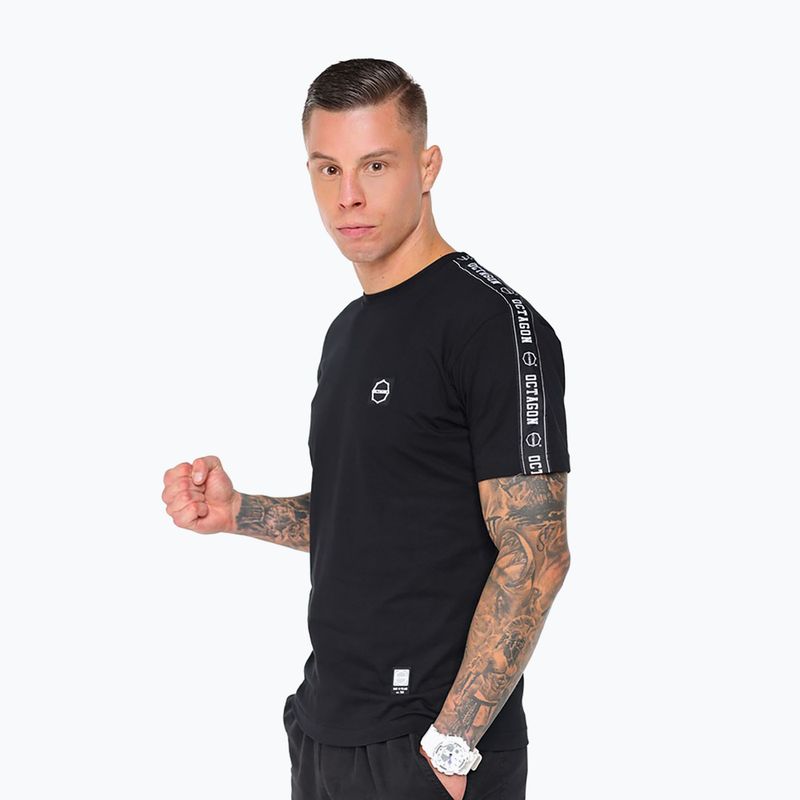 T-shirt da uomo Octagon Stripe black/white 3