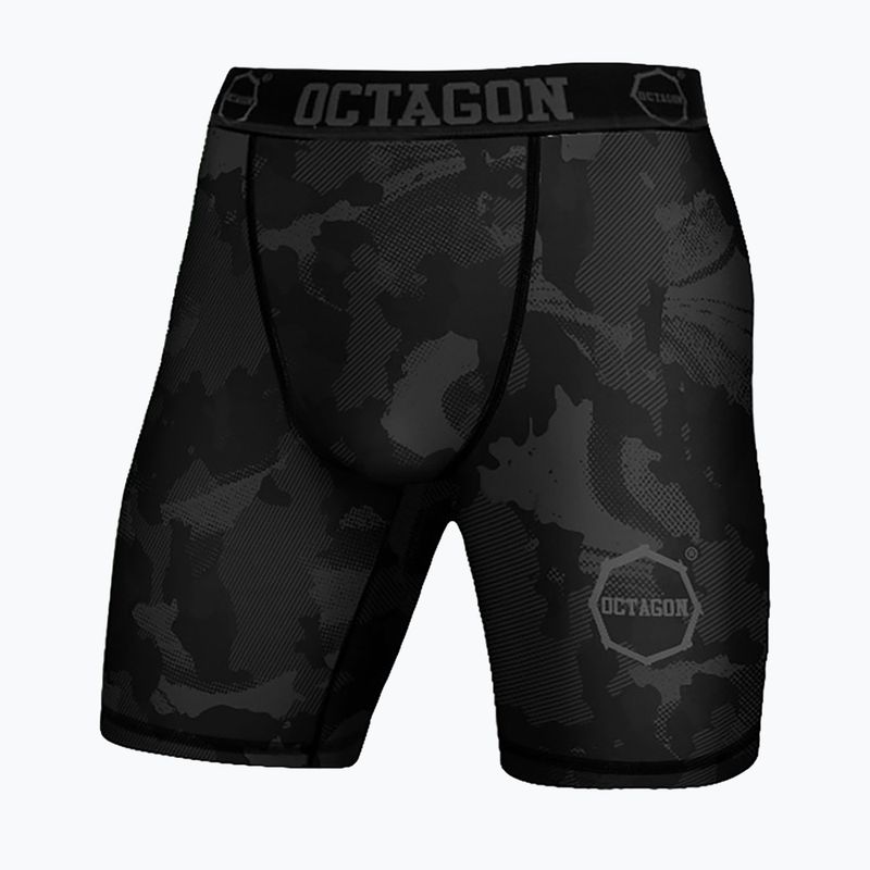 Pantaloncini a compressione da uomo Octagon Camo Night nero