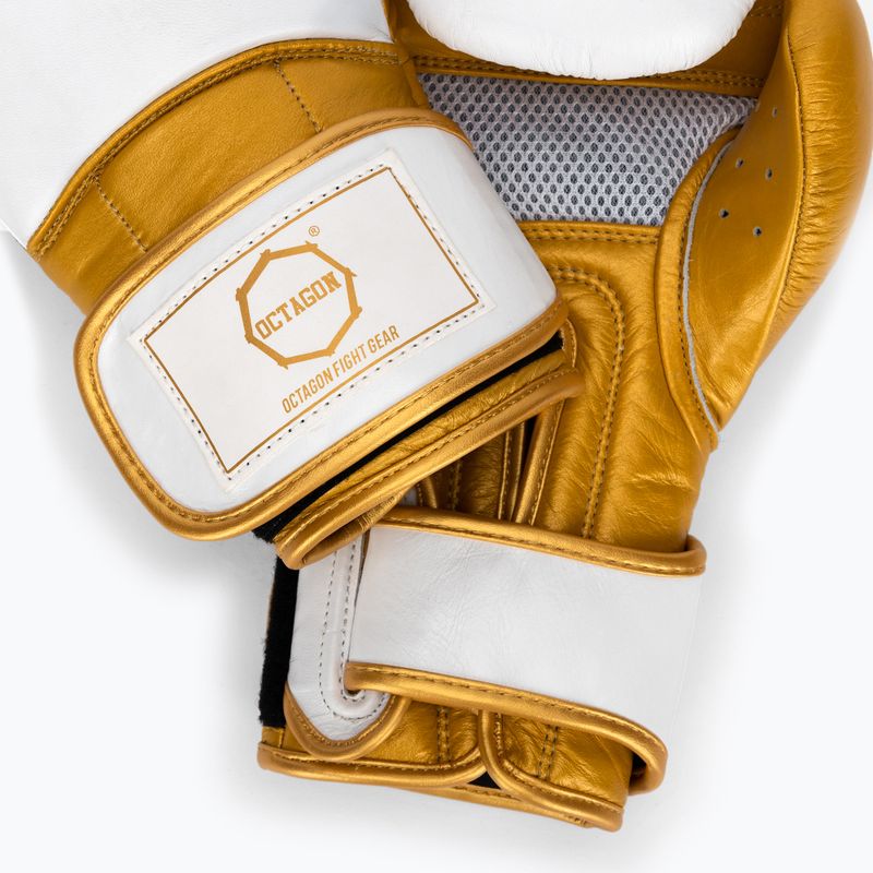 Guantoni da boxe Octagon Prince bianco/oro 5