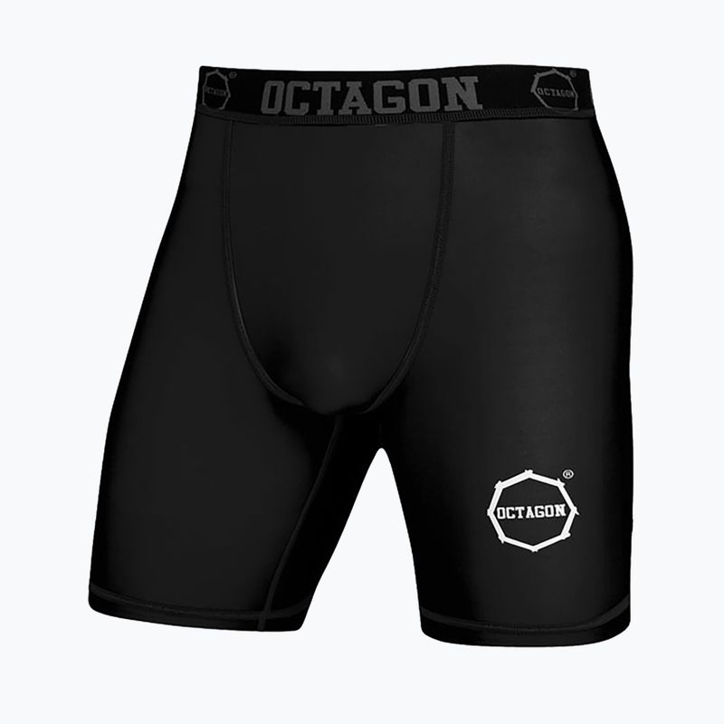 Pantaloncini a compressione da uomo Octagon Logo nero/bianco