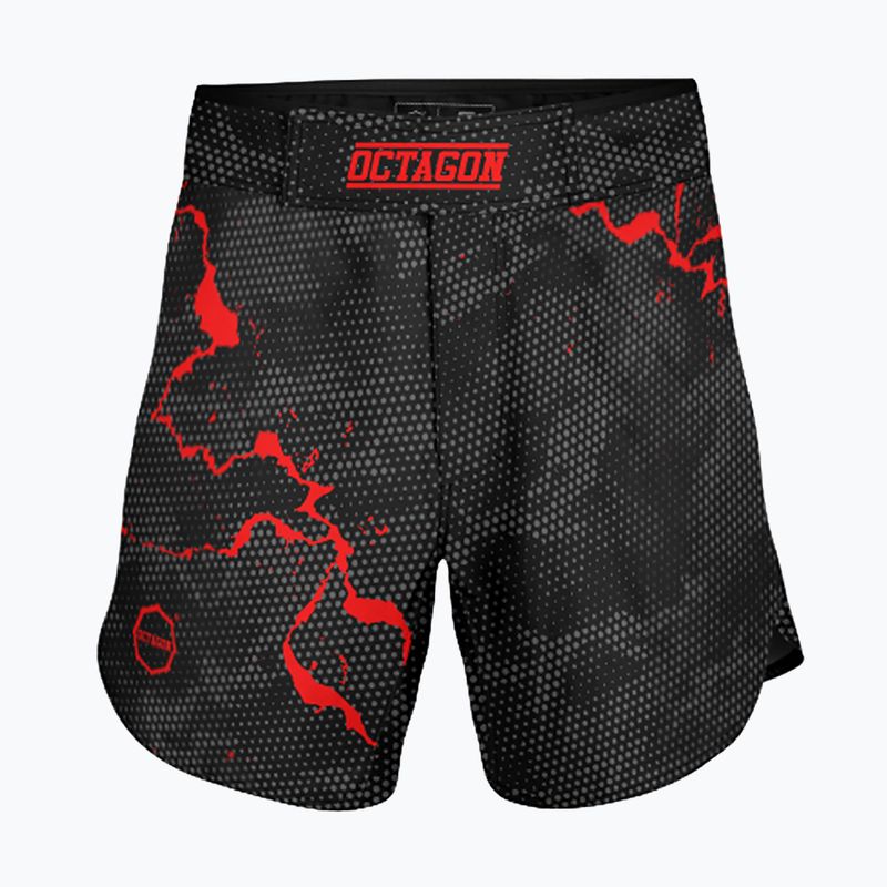 Pantaloncini da allenamento da uomo Octagon Marble Camo MMA camo rosso