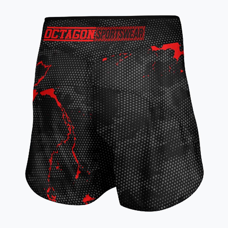 Pantaloncini da allenamento da uomo Octagon Marble Camo MMA camo rosso 2