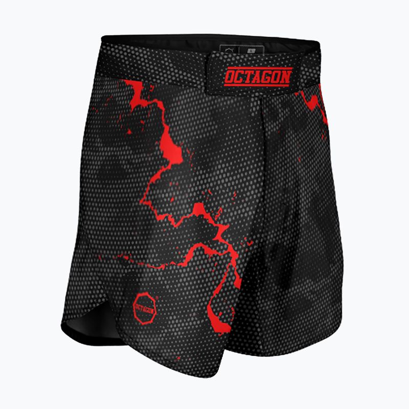 Pantaloncini da allenamento da uomo Octagon Marble Camo MMA camo rosso 3