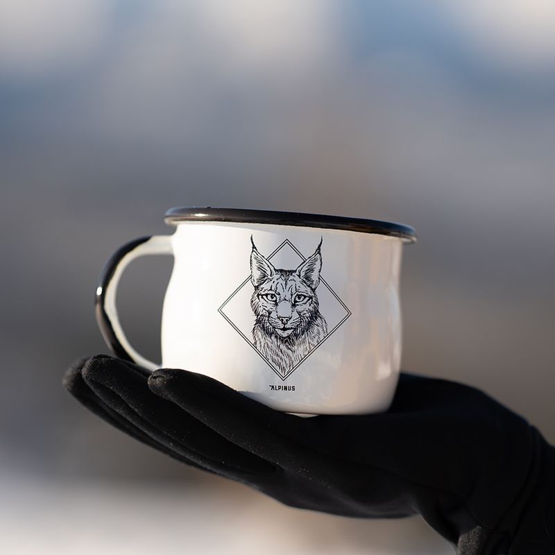 Tazza da viaggio Alpinus Enamelled White Lynx 4