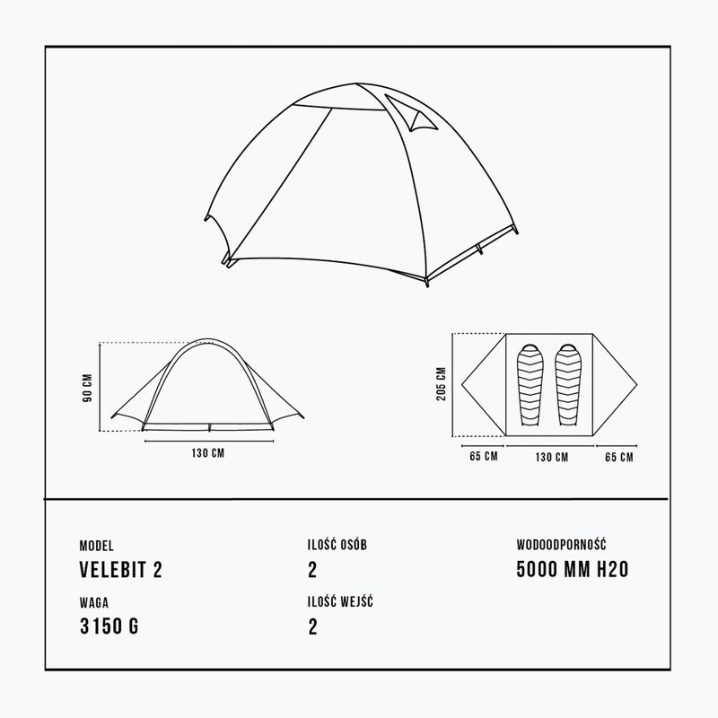 Alpinus Velebit 2 2 persone tenda da trekking verde 7