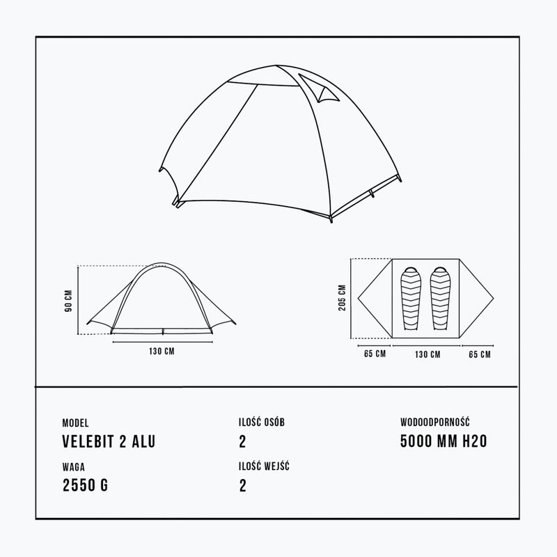 Tenda da trekking per 2 persone Alpinus Velebit 2 ALU verde 12