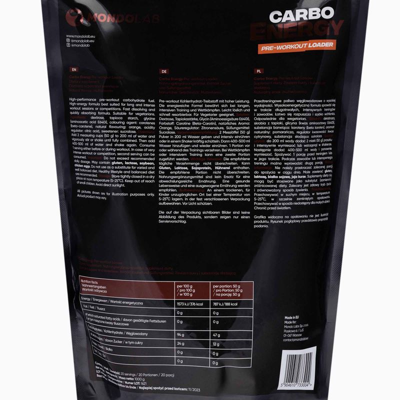 Carboidrati MONDOLAB Carbo Energy Spremuta Multivitaminica 1000 g 2