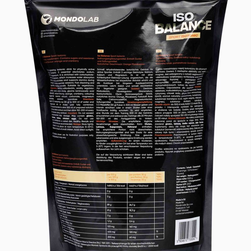 Bevanda isotonica MONDOLAB Balance Bitter Cranberry Punch 1000 g 2