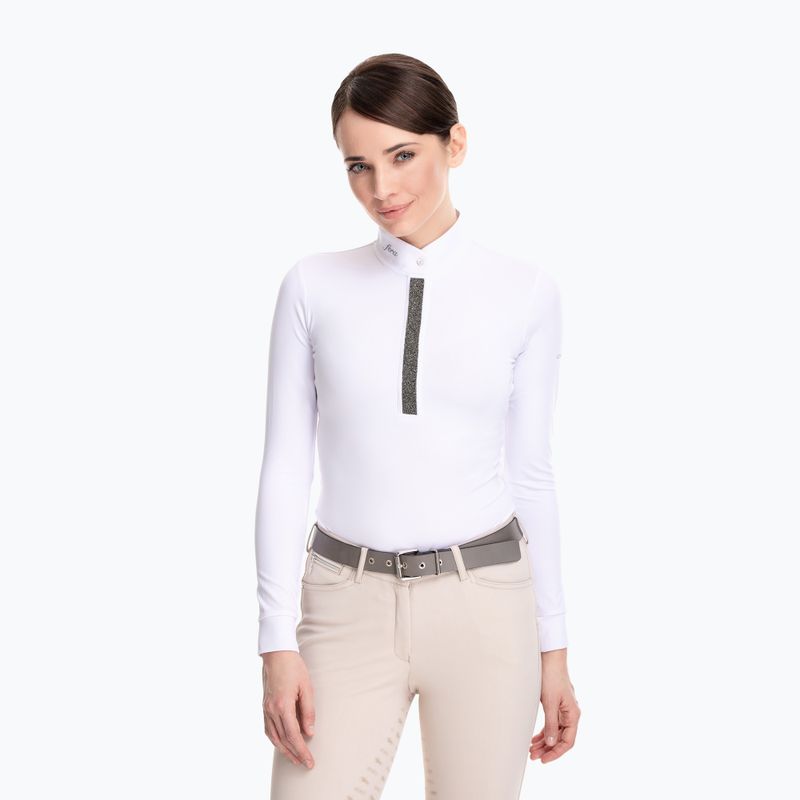 Camicia da competizione a maniche lunghe da donna FERA Equestrian Stardust bianco/grigio