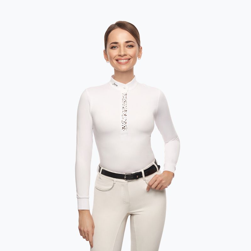 Camicia da competizione donna a maniche lunghe FERA Equestrian Nebula bianco/oro