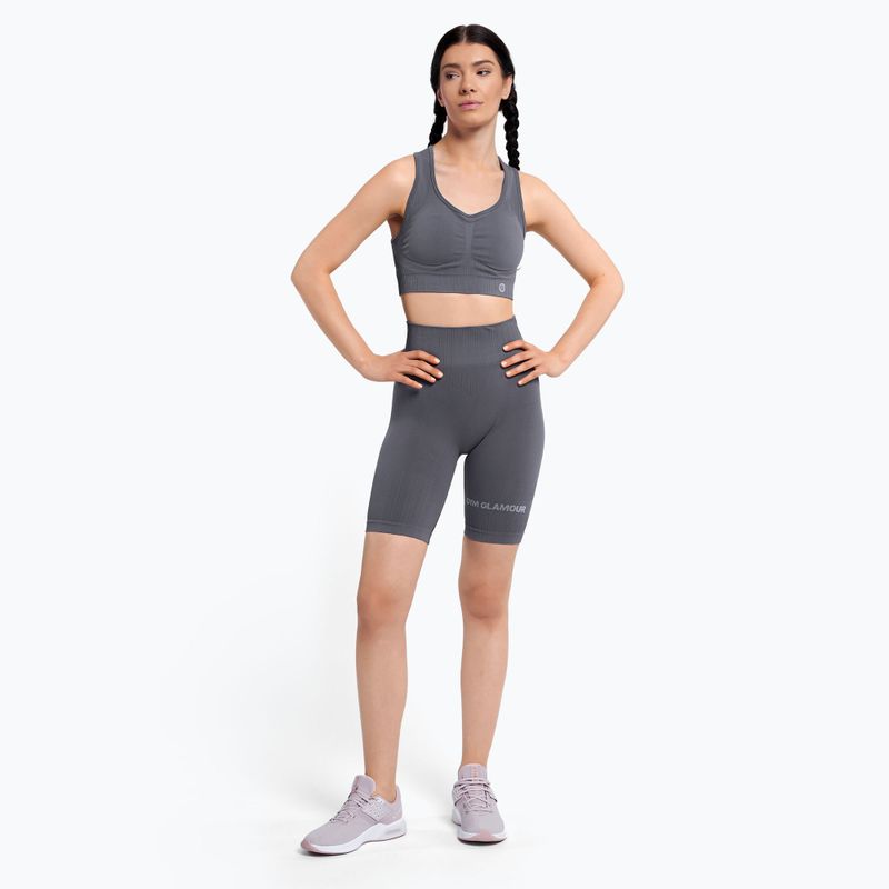 Pantaloncini da allenamento da donna Gym Glamour Push Up grigio 2