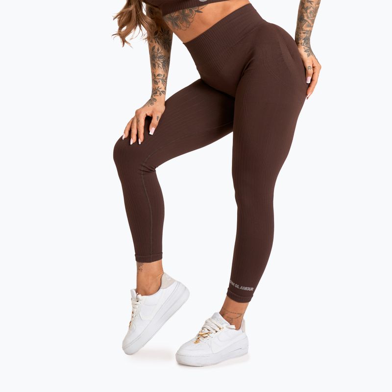 Leggings da allenamento donna Gym Glamour Push Up 2.0 cioccolato