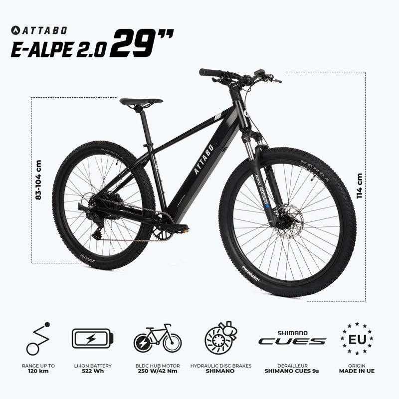 ATTABO E-ALPE 2.0 29" bicicletta elettrica 36V 14.5Ah 504Wh nero 2