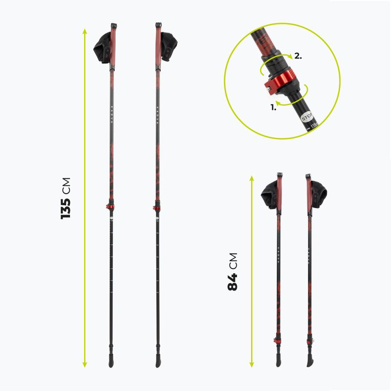 Bastoni da nordic walking KADVA Halna regolabili rossi 2