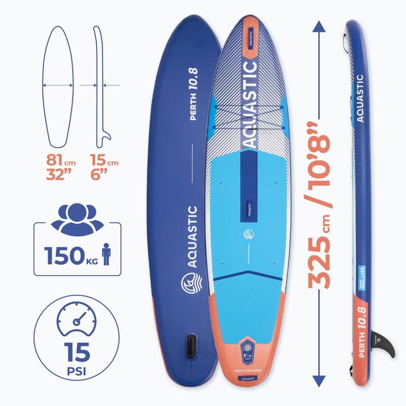 Set tavola SUP gonfiabile AQUASTIC Perth 10'8" all-round blue 16