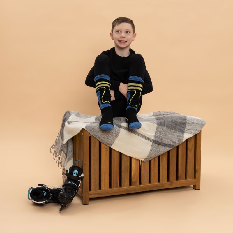 Calze da sci per bambini KADVA Woolan Jrb nero/blu 3