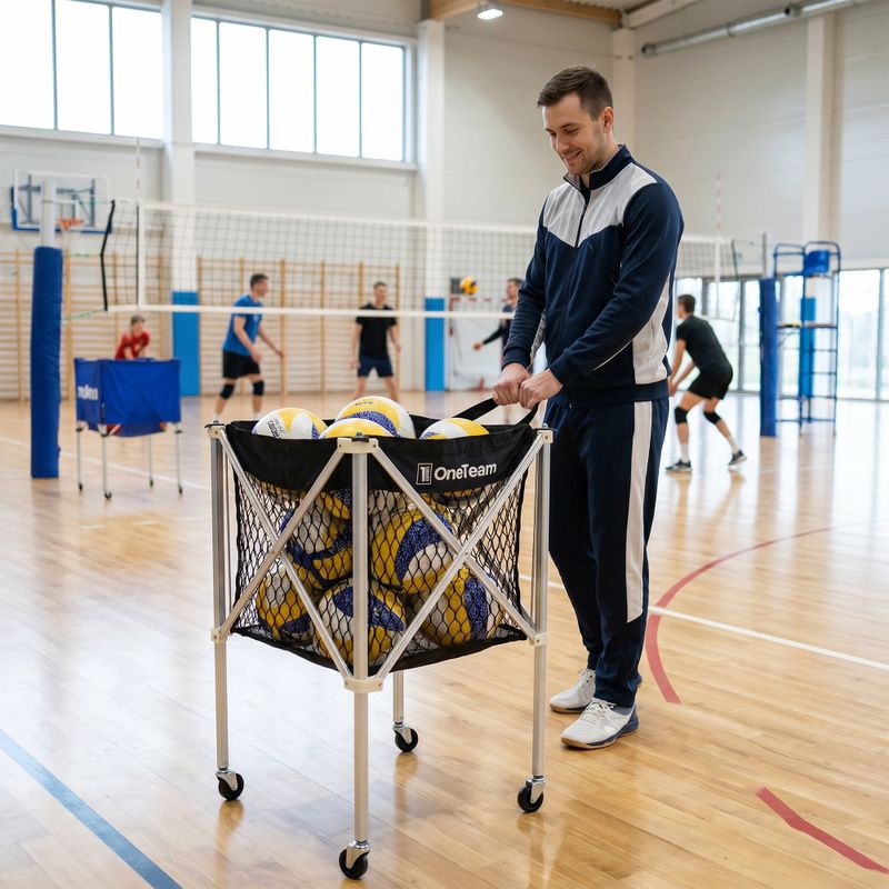 Carrello per palloni da pallavolo OneTeam Black slot 4
