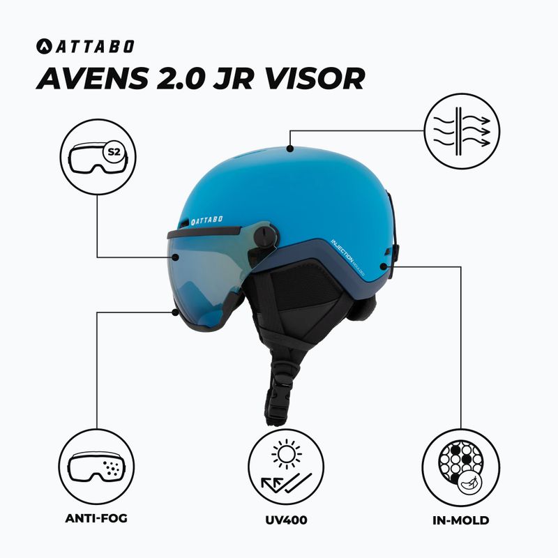 Casco da sci junior ATTABO Avens 2.0 Jr Visor blue 2