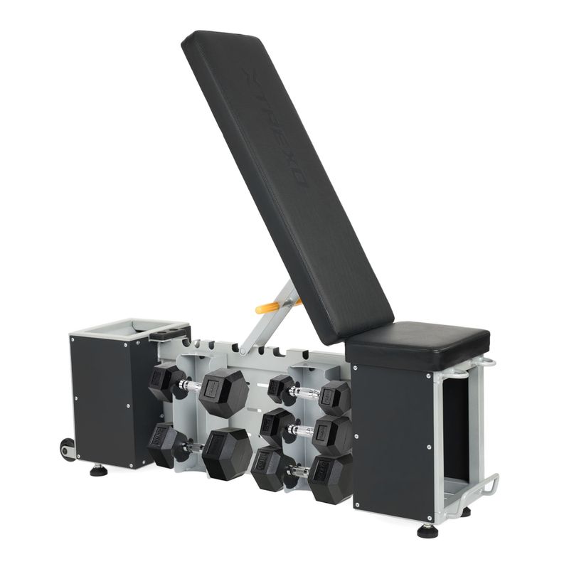 Set TREXO Panca Storage + Manubri Esagonali nero 15