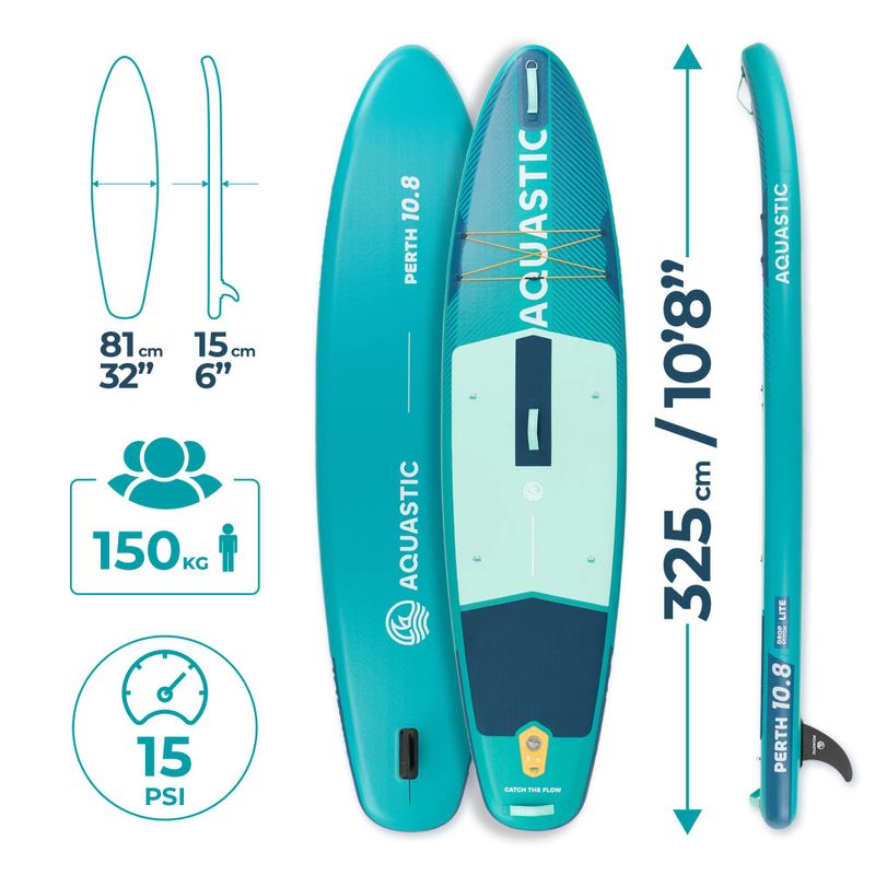 Set tavola SUP gonfiabile AQUASTIC Perth 10'8" allround green 18