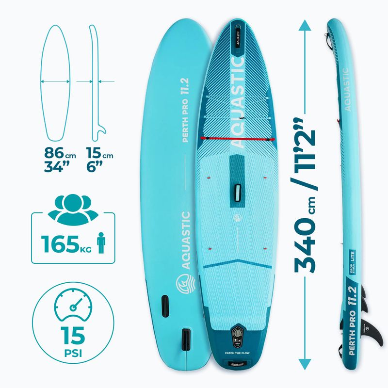 Set tavola SUP gonfiabile AQUASTIC Perth Pro 11'2" all-round green 19