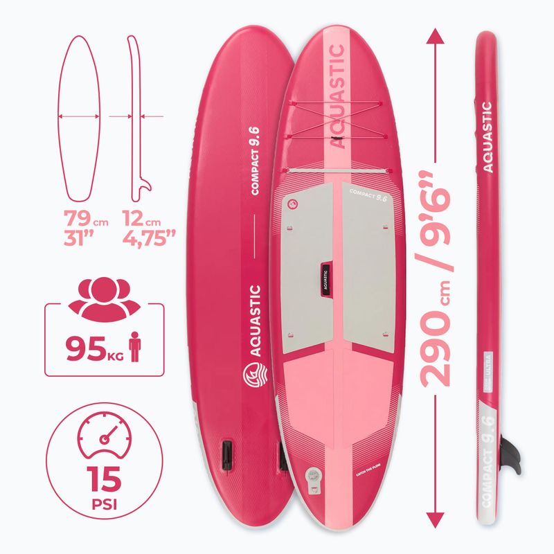 Set tavola SUP gonfiabile AQUASTIC Compact 9'6" pink 20