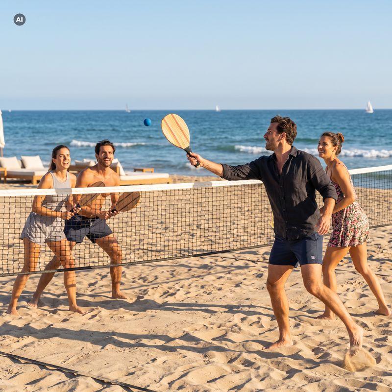 Set da beach tennis OneTeam Beach Play marrone 2