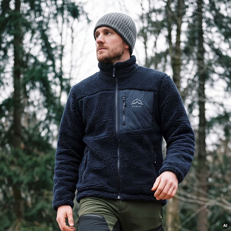 Felpa in pile da uomo KADVA Rodvik blu navy 11