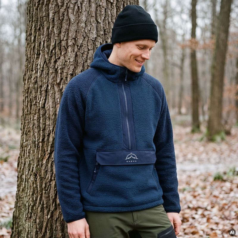 Felpa in pile da uomo KADVA RODIA blu navy 10
